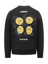 BARROW - Barrow Black Sweatshirt with Embroidered Emojis - Black - LIDIASHOPPING® - Official Website