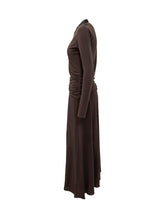 TORY BURCH - Tory Burch Abito Midi Marrone con Colletto a Contrasto - Marrone - LIDIASHOPPING® - Official Website
