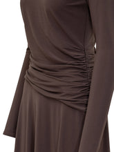 TORY BURCH - Tory Burch Abito Midi Marrone con Colletto a Contrasto - Marrone - LIDIASHOPPING® - Official Website