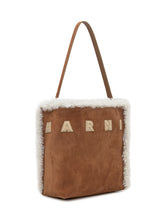 MARNI - Marni Brown Suede Tote Bag with Shearling Trim - Brown | Lidia Shopping ® | Official Website