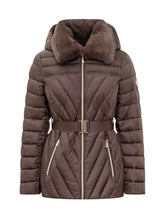 MICHAEL MICHAEL KORS - Michael Kors Piumino Marrone con Cintura e Collo in Pelliccia - Marrone | Lidia Shopping | Official Website