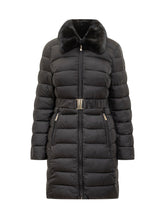MICHAEL MICHAEL KORS - Michael Kors Piumino Lungo Nero con Cintura e Collo in Pelliccia - Nero - LIDIASHOPPING® - Official Website