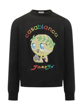 CASABLANCA - Casablanca Black Sweater with Multicolor Cartoon Embroidery - Black - LIDIASHOPPING® - Official Website