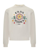 CASABLANCA - Casablanca Maglione Bianco con Ricamo Logo e Fiori - Bianco - LIDIASHOPPING® - Official Website