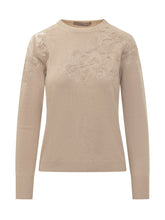 EXTERIOR - Exterior Beige Sweater with Lace Embroidery - Beige | Lidia Shopping ® | Official Website