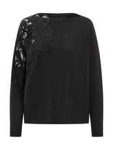 EXTERIOR - Exterior Maglia Nera con Inserto in Pizzo Floreale - Nero | Lidia Shopping ® | Official Website