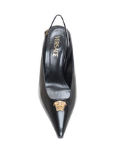 VERSACE - Versace Slingback in Pelle con Tacco Medio - Nero - LIDIASHOPPING® - Official Website