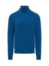 AMARANTO - Amaranto Blue Ribbed Wool Turtleneck - Blue | Lidia Shopping ® | Official Website