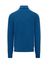 AMARANTO - Amaranto Blue Ribbed Wool Turtleneck - Blue | Lidia Shopping ® | Official Website
