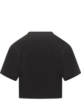 OFF-WHITE - T-Shirt Crop Off-White Nera con Logo Bianco - Nero | Lidia Shopping ® | Official Website