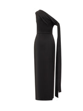 SOLACE LONDON - Abito Nero Monospalla Con Drappeggio Solace London - Nero - LIDIASHOPPING® - Official Website