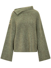 GANNI - Ganni Sweater with Shoulder Buttons - Green - LIDIASHOPPING® - Official Website