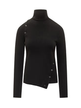 COURREGES - Courrèges Ribbed Turtleneck with Side Buttons - Black - LIDIASHOPPING® - Official Website
