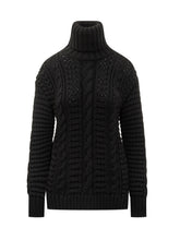 MONCLER GENIUS EDWARD ENNINFUL - 4 Moncler Edward Enninful Black Cable Knit Sweater - Black - LIDIASHOPPING® - Official Website