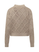 MAX MARA STUDIO - Max Mara Studio Maglione a Rombi con Filato Lurex - Beige - LIDIASHOPPING® - Official Website