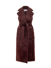 MAX MARA - Max Mara Gilet Lungo in Lana Bordeaux con Cintura - Rosso | Lidia Shopping ® | Official Website