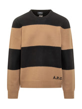 APC - A.P.C. Black and Beige Striped Sweater with Logo - Black - LIDIASHOPPING® - Official Website