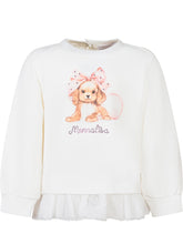 MONNALISA - Monnalisa Felpa Bianca con Cucciolo e Tulle - Bianco | Lidia Shopping ® | Official Website