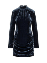 ROTATE - Rotate Draped Velvet Mini Dress - Blue - LIDIASHOPPING® - Official Website