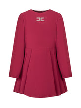 ELISABETTA FRANCHI KIDS - Elisabetta Franchi Kids Bordeaux Dress with Jewel Logo - Red - LIDIASHOPPING® - Official Website