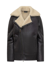 GIOCASTA - Giocasta Black Leather Jacket with Shearling - Brown - LIDIASHOPPING® - Official Website