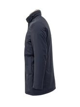 ESTERNO - Esterno Blue Technical Fabric Coat with Ribbed Inner Collar - Blue | Lidia Shopping ® | Official Website