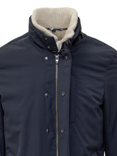 ESTERNO - Esterno Blue Technical Fabric Coat with Ribbed Inner Collar - Blue | Lidia Shopping ® | Official Website