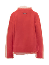 MSGM - Cardigan in Maglia con Tulle Msgm - Rosso | Lidia Shopping | Official Website