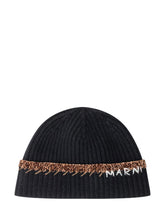 MARNI - Cappello Beanie in Lana con Logo Marni - Nero - LIDIASHOPPING® - Official Website