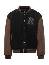 REPRESENT - Varsity Jacket with Contrast Sleeves and Patch - Black - LIDIASHOPPING® - Official Website