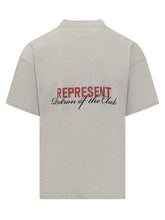 REPRESENT - Cotton T-Shirt With Minimal Print - Grey - LIDIASHOPPING® - Official Website