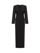 SOLACE LONDON - Long Dress With Deep V-Neckline - Black - LIDIASHOPPING® - Official Website
