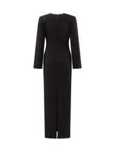 SOLACE LONDON - Long Dress With Deep V-Neckline - Black - LIDIASHOPPING® - Official Website