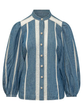 ZIMMERMANN - Camicia in Denim con Inserti in Pizzo - Blu | Lidia Shopping | Official Website