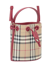 BURBERRY - Checked Bucket Bag - Red - LIDIASHOPPING® - Official Website