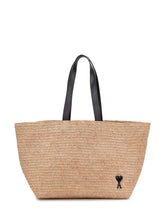 AMI ALEXANDRE MATTIUSSI - Borsa Ami de Coeur Tote in Paglia con Logo - Beige | Lidia Shopping | Official Website