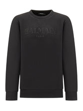 BALMAIN KIDS - Felpa Nera Balmain Kids con Logo Ricamato - Nero | Lidia Shopping ® | Official Website