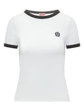 KENZO - T-shirt Fitted a Costine con Logo Ricamato - Bianco - LIDIASHOPPING® - Official Website