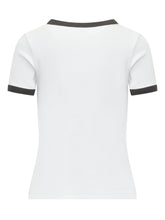 KENZO - T-shirt Fitted a Costine con Logo Ricamato - Bianco - LIDIASHOPPING® - Official Website