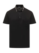 VERSACE - Piqué Polo Shirt With Embroidered Details - Black - LIDIASHOPPING® - Official Website