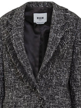 MSGM - MSGM Tweed Blazer with Frayed Edges - Black - LIDIASHOPPING® - Official Website