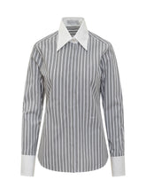 STELLA MCCARTNEY - Striped Shirt with Contrast Collar - Grey - LIDIASHOPPING® - Official Website
