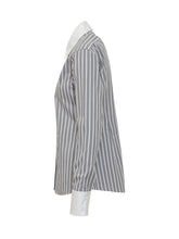 STELLA MCCARTNEY - Striped Shirt with Contrast Collar - Grey - LIDIASHOPPING® - Official Website