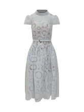 SELF-PORTRAIT - Abito Midi in Pizzo Floreale - Blu - LIDIASHOPPING® - Official Website