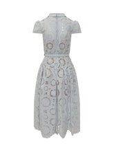 SELF-PORTRAIT - Abito Midi in Pizzo Floreale - Blu - LIDIASHOPPING® - Official Website