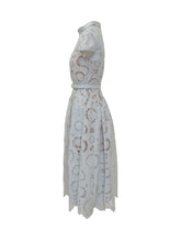 SELF-PORTRAIT - Abito Midi in Pizzo Floreale - Blu - LIDIASHOPPING® - Official Website