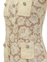 SELF-PORTRAIT - Abito Mini in Pizzo Ricamato - Giallo | Lidia Shopping ® | Official Website