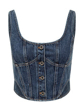 SELF-PORTRAIT - Denim Corset Top - Blu - LIDIASHOPPING® - Official Website
