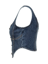 SELF-PORTRAIT - Denim Corset Top - Blu - LIDIASHOPPING® - Official Website