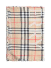 BURBERRY - Check Pattern Scarf With Logo - Beige - LIDIASHOPPING® - Official Website